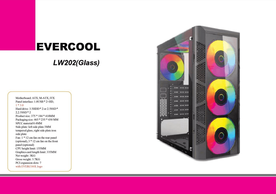 کیس Evercool-LW202 چهار فن Argb