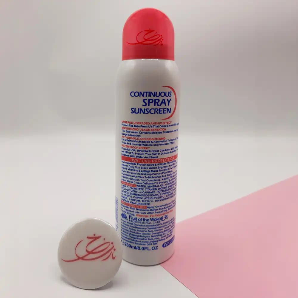 اسپری ضد آفتاب فاقد چربی بدون رنگ وکالی (+SPF50) Wokali حجم 230 میل — تصویر ۳