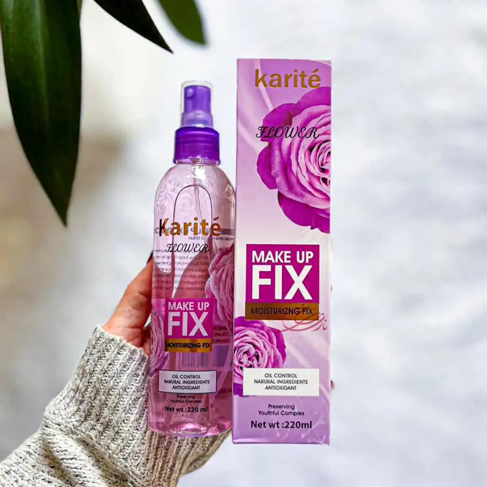 اسپری فیکساتور آرایش کاریته karite بنفش مدل FLOWER حجم 220 میلی لیتر — تصویر ۳