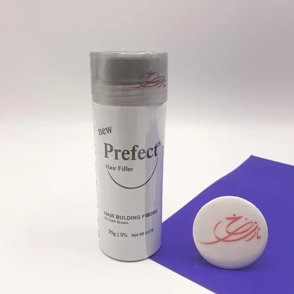 پودر پرپشت کننده مو پرفکت Prefect هیر فیلر Hair Filler اصلی 25 گرمی (پودر تاپیک) — تصویر ۲
