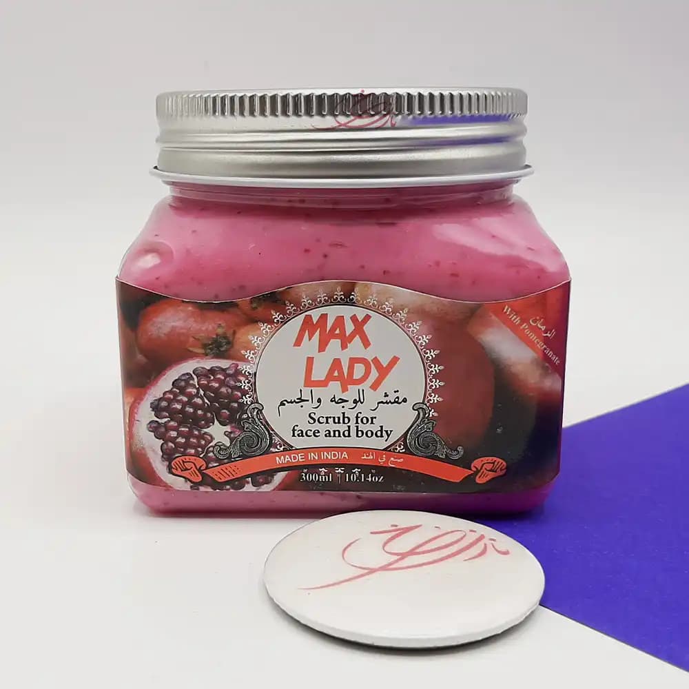 اسکراب مکس لیدی MAX LADY (شنی مناسب صورت و بدن) مدل انار حجم 300 میلی لیتر — تصویر ۲