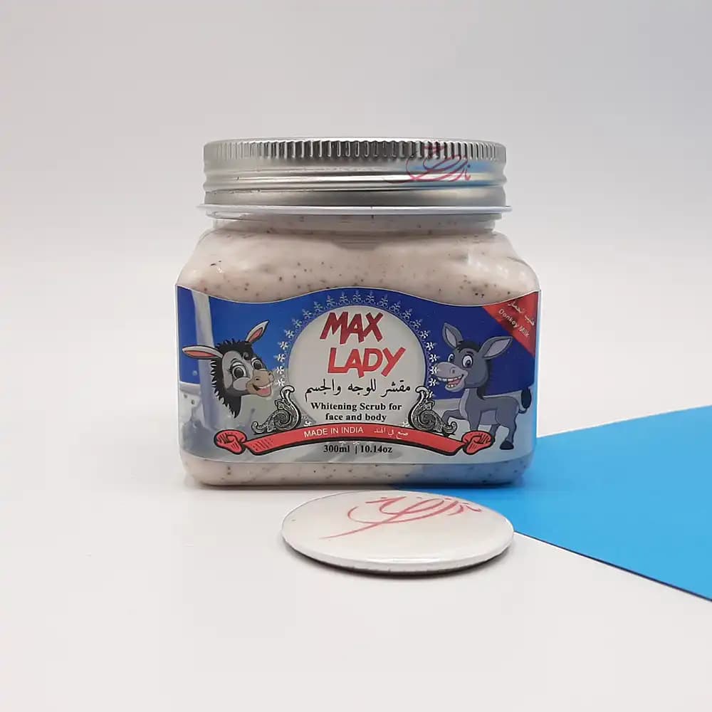 اسکراب مکس لیدی MAX LADY (شنی مناسب صورت و بدن) مدل شیر الاغ حجم 300 میلی لیتر