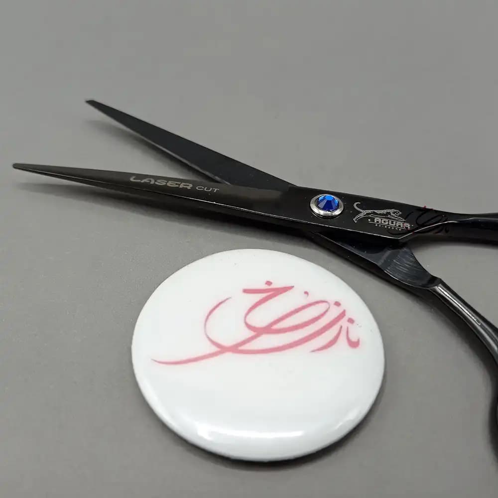 قیچی اصلاح جگوار مدل لیزر کات LASER cut سایز 6.5 اینچی مشکی — تصویر ۵