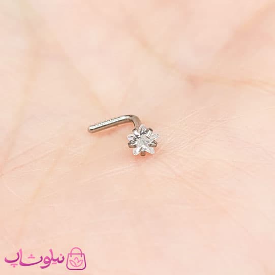 پیرسینگ بینی L مدل نگین ستاره سفید 3 میل کد 56