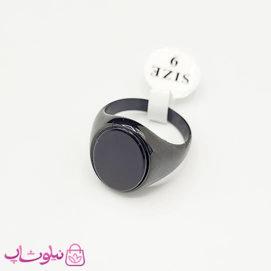 انگشتر مردانه استیل فول مشکی با سنگ دایره ای کیفیت مستر کد 750