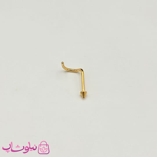 پیرسینگ بینی منحنی مدل نوک مخروطی طلایی رنگ کد 515