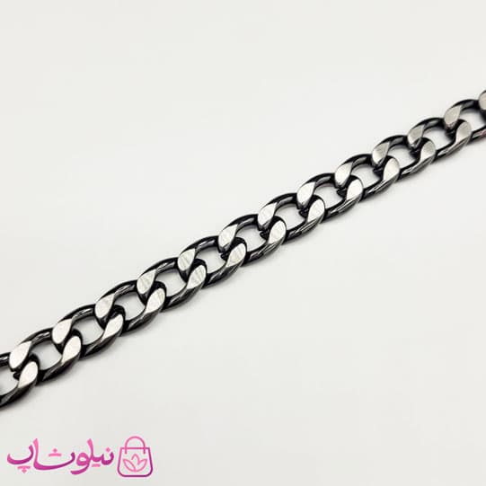 دستبند مردانه کارتیه ترکیبی نقره ای مشکی کد 650 — تصویر ۵