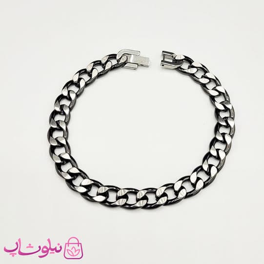 دستبند مردانه کارتیه ترکیبی نقره ای مشکی کد 650