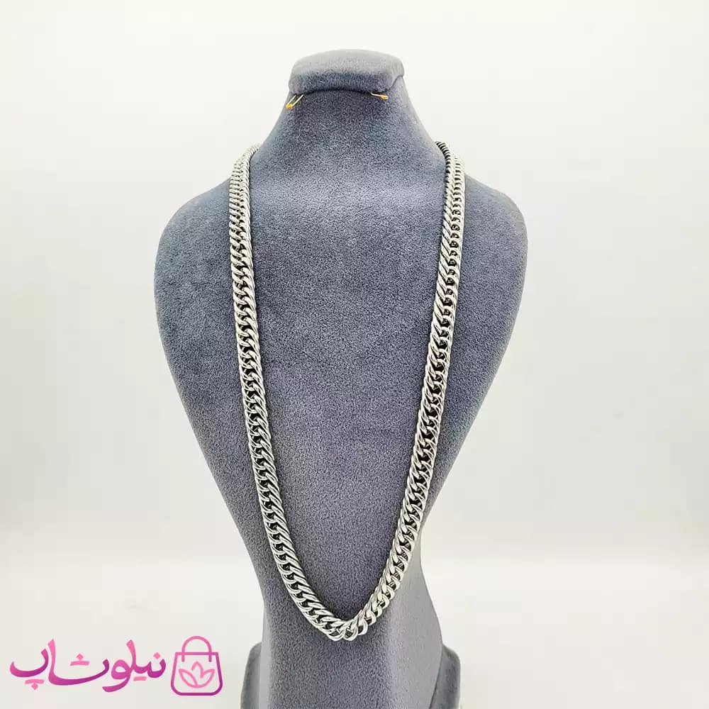 گردنبند مردانه کارتیه استیل نقره ای کد 499 — تصویر ۲