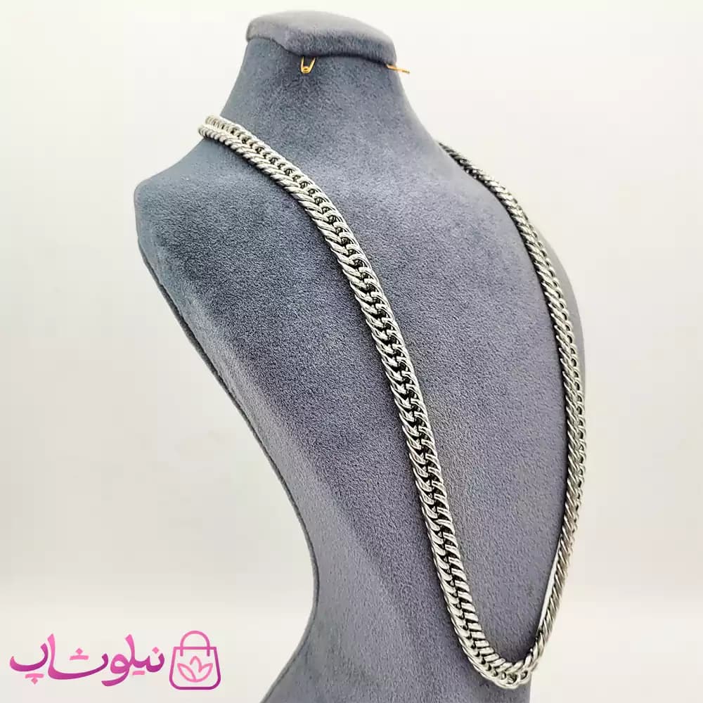 گردنبند مردانه کارتیه استیل نقره ای کد 499 — تصویر ۳