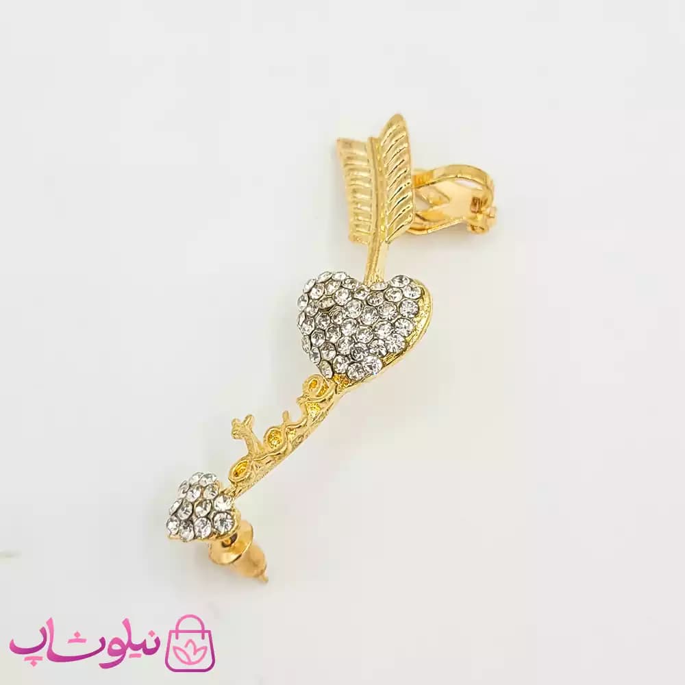 گوشواره لاله گوشی طرح تیر و قلب