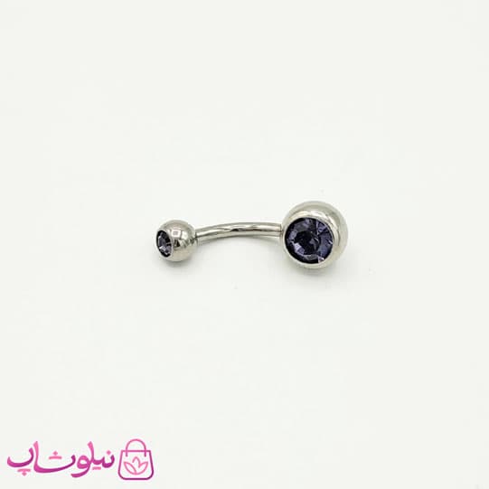 پیرسینگ ناف ساده نقره ای با نگین بنفش کد 299