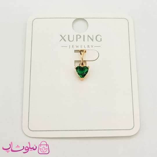 پلاک دخترانه ریز ژوپینگ مدل قلب سبز کد 791