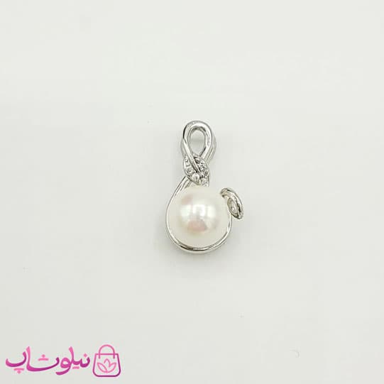 پلاک دخترانه ژوپینگ نقره ای طرح مروارید سفید کد 791