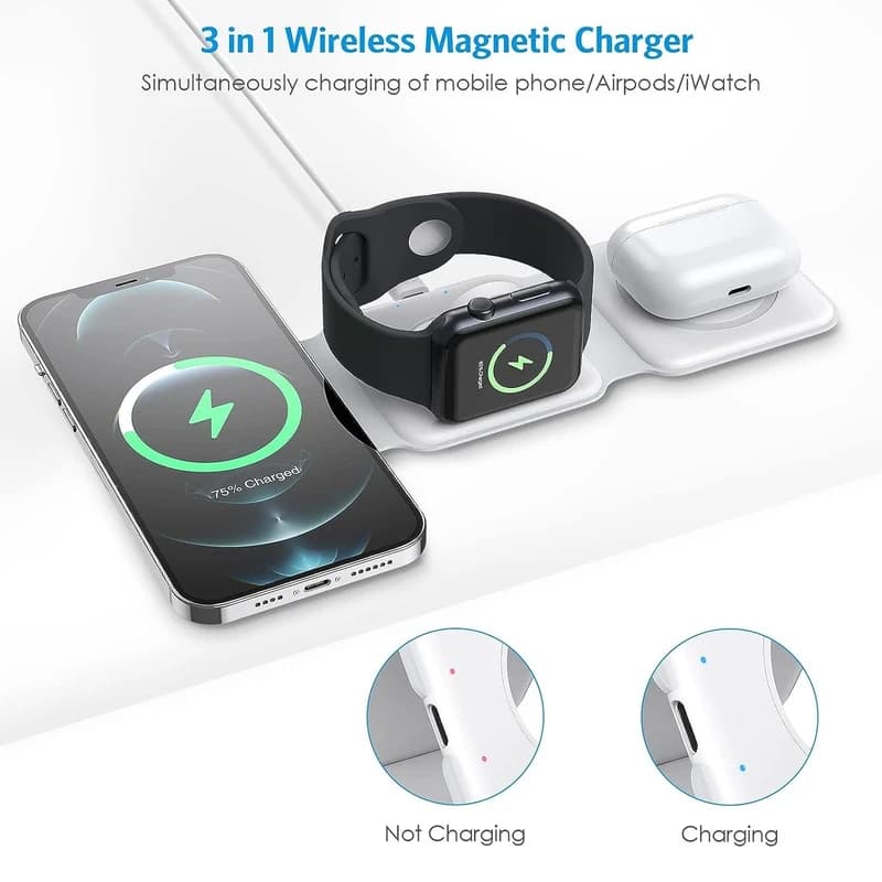 شارژر بی سیم مدل 3in1 magnetic wireless charger — تصویر ۵