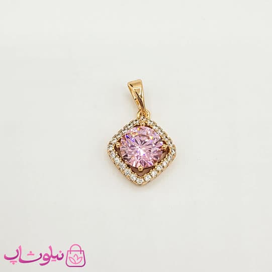 پلاک دخترانه ژوپینگ با کریستال صورتی کد 891 — تصویر ۲