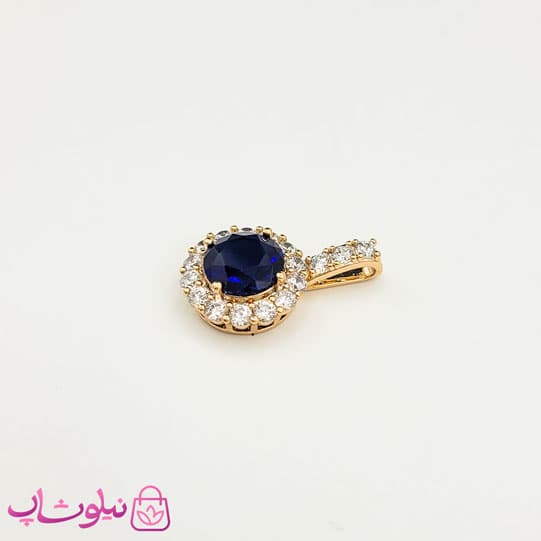 پلاک زنانه ژوپینگ با نگین سرمه ای کد 971 — تصویر ۳