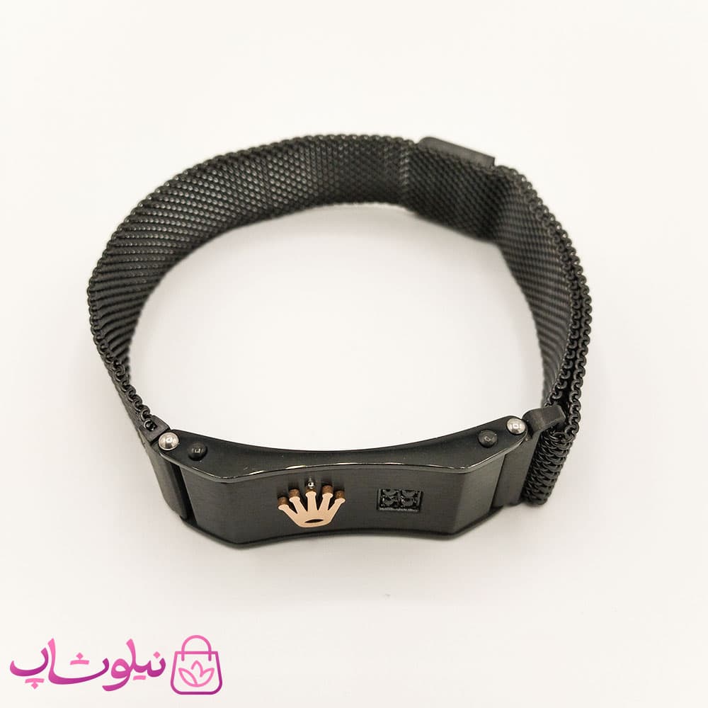 دستبند مردانه استیل رولکس مشکی کد 2564-7