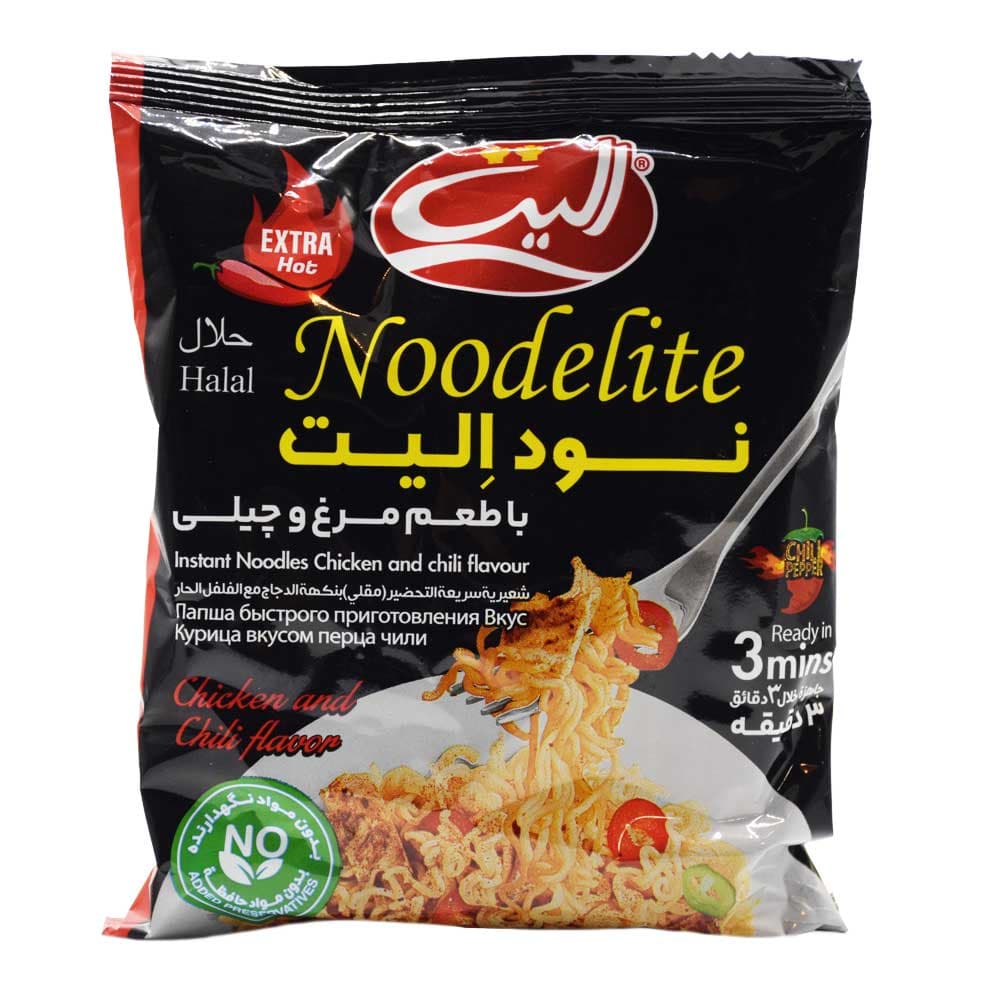 نودل فوری نودالیت NOODELITE با طعم مرغ و چیلی وزن 75 گرم