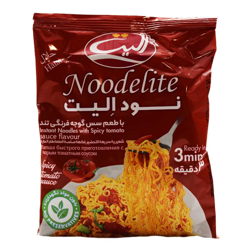 نودل فوری نودالیت NOODELITE با طعم سس گوجه فرنگی تند وزن 75 گرم — تصویر ۳
