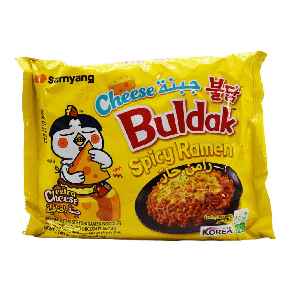 نودل بسته ای سامیانگ SAMYANG اصل کره جنوبی مدل Buldak Extra Spicy طعم مرغ تند و پنیر بسته 140 گرمی