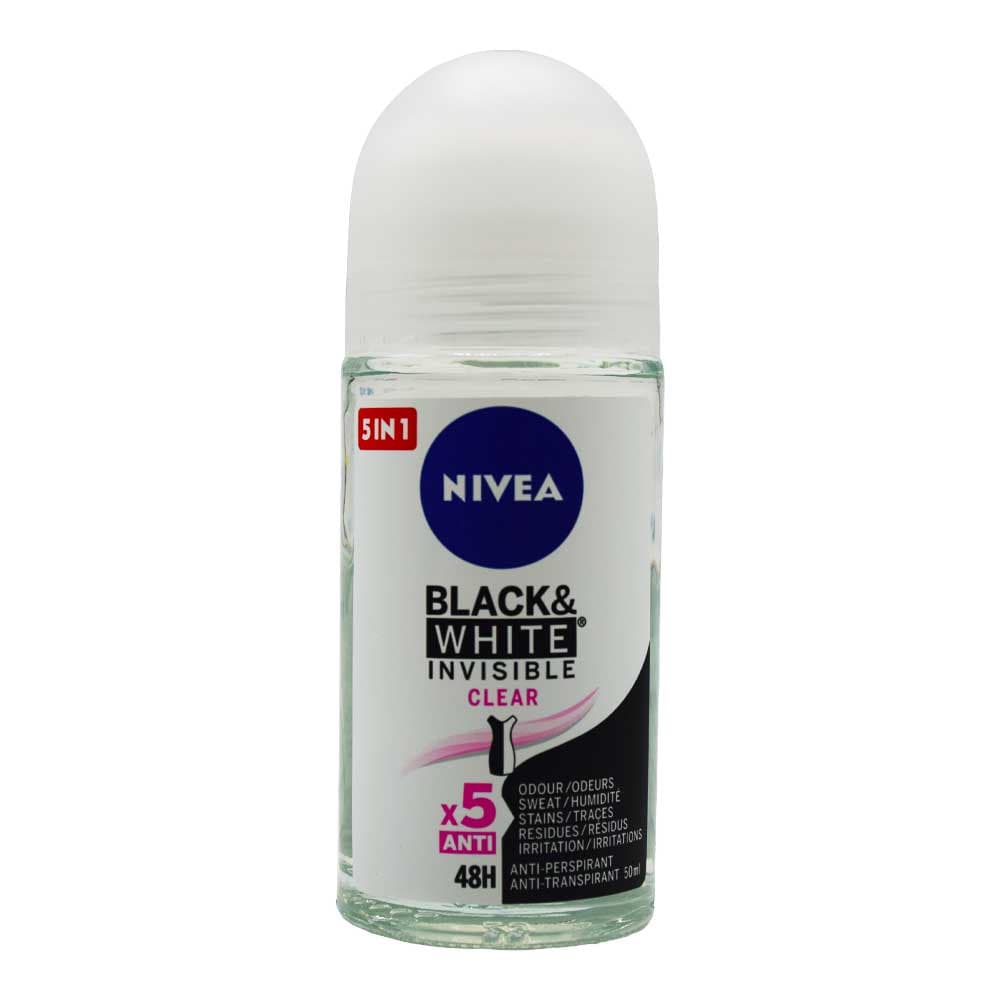 مام رول زنانه نیوآ NIVEA اصل آلمان مدل Black and White Clear حجم 50 میلی لیتر