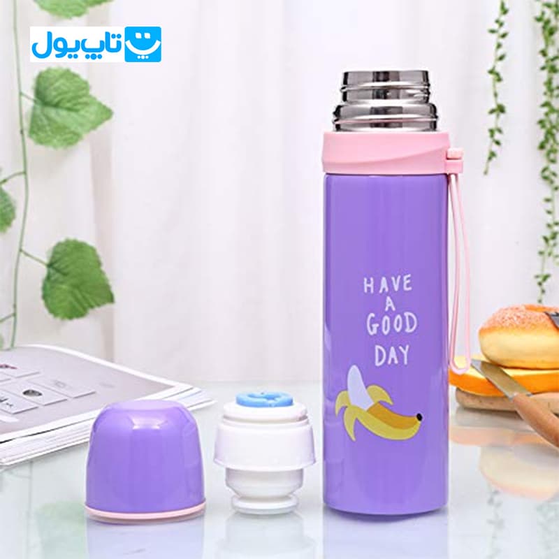 فلاسک استیل دو جداره گرم و سرد طرح میوه Have a Good Day بند سیلیکونی حجم 500 میلی‌لیتر — تصویر ۵