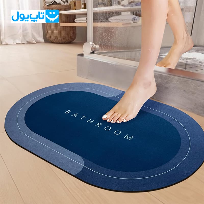 پادری سیلیکونی ترک بیضی طرح Bath Room سایز 50*80 — تصویر ۵