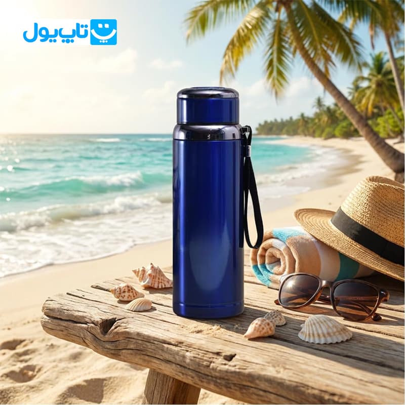 فلاسک دو جداره گرم و سرد وکیوم کاپ Vacuum Cup استیل 316 رنگ آبی حجم ۸۰۰ میلیلیتر — تصویر ۵