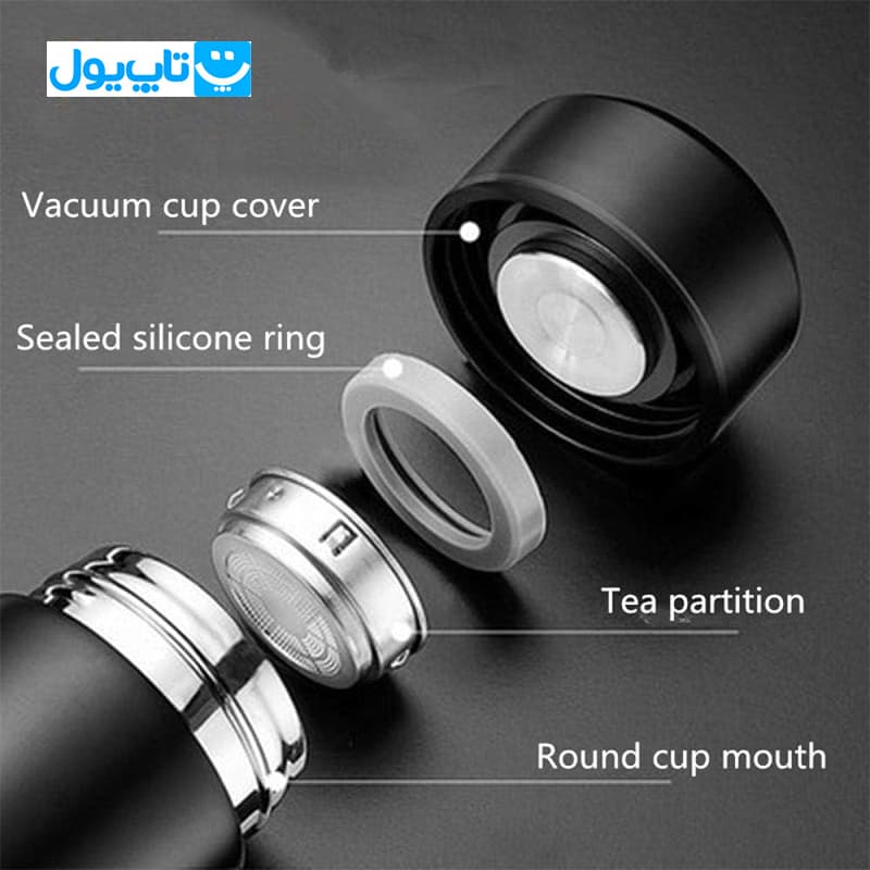 فلاسک استیل لایف Life مدل Vacuum Cup وکیوم استیل ۳۰۴ مات رنگ آبی ظرفیت 500 میلی‌لیتر — تصویر ۸