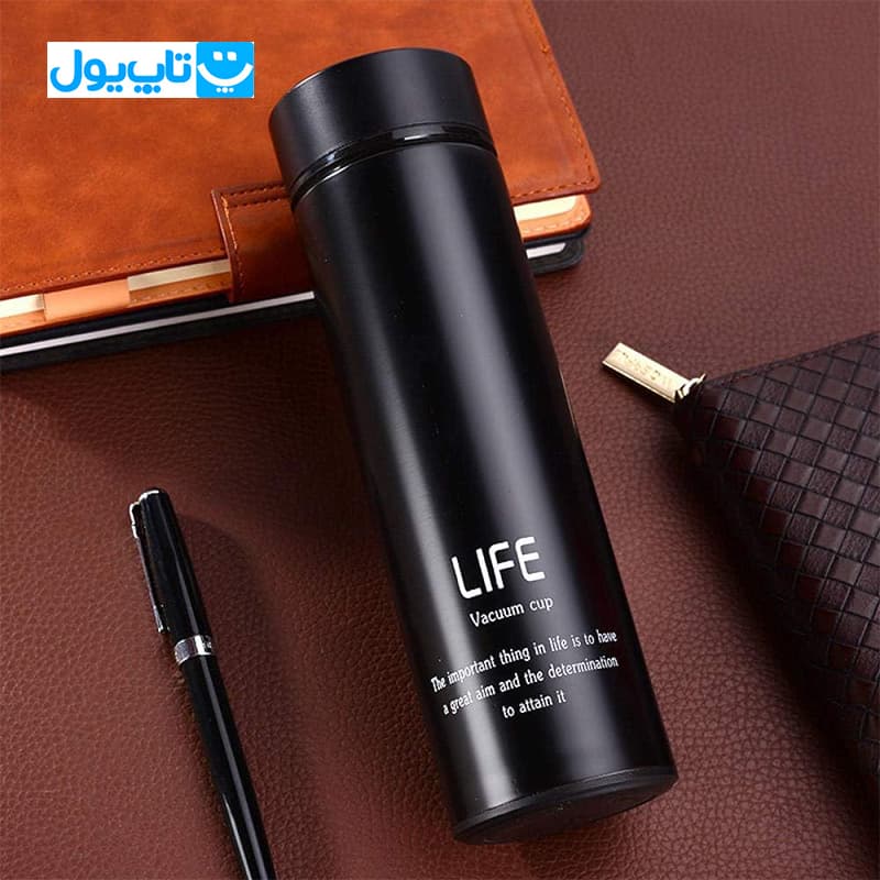 فلاسک استیل لایف Life مدل Vacuum Cup وکیوم استیل 304 مات رنگ مشکی ظرفیت 500 میلی‌لیتر — تصویر ۶