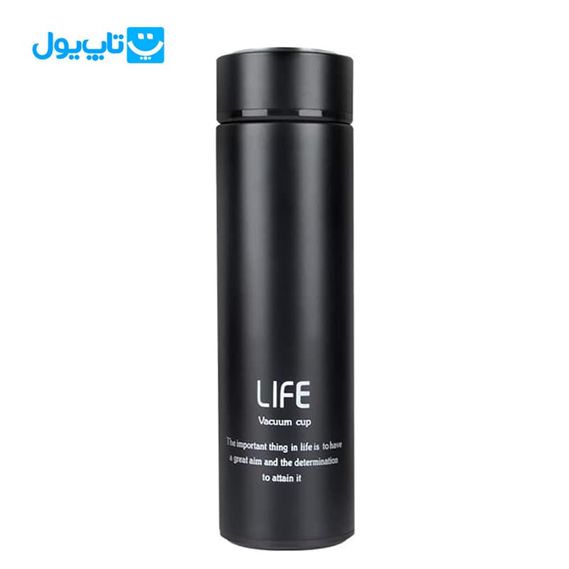 فلاسک استیل لایف Life مدل Vacuum Cup وکیوم استیل 304 مات رنگ مشکی ظرفیت 500 میلی‌لیتر — تصویر ۲