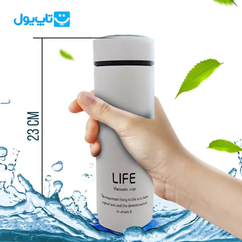 فلاسک استیل لایف Life مدل Vacuum Cup وکیوم استیل 304 مات رنگ سفید ظرفیت 500 میلیلیتر — تصویر ۱۱