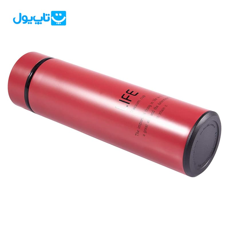 فلاسک استیل لایف Life مدل Vacuum Cup وکیوم استیل ۳۰۴ مات رنگ قرمز ظرفیت 500 میلی‌لیتر — تصویر ۱۱