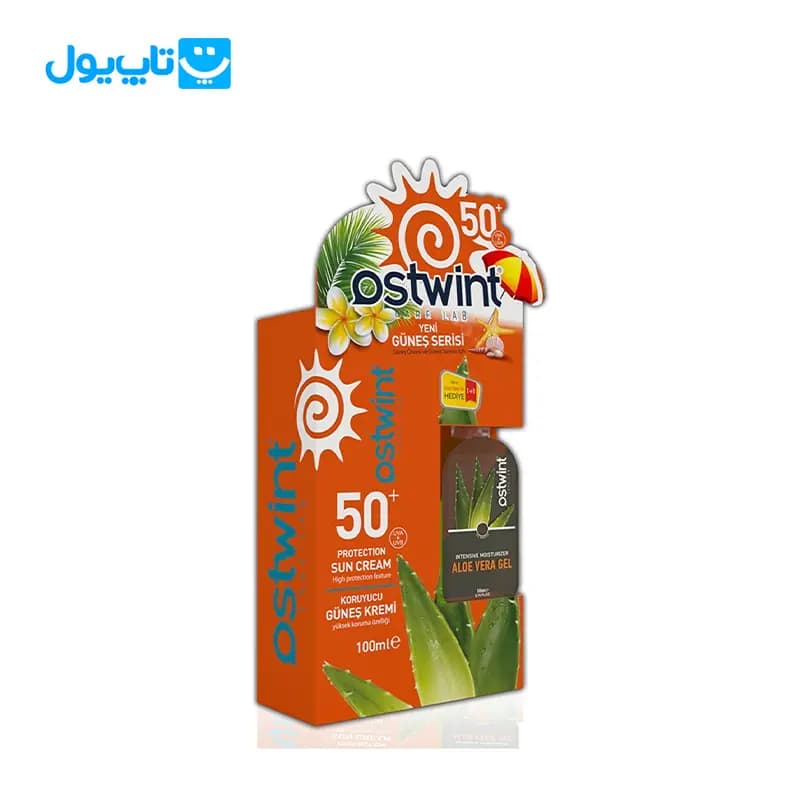 کرم ضد آفتاب استوینت Ostwint بی رنگ SPF 50 همراه با ژل آلوئه ورا حجم 100 میلی لیتر