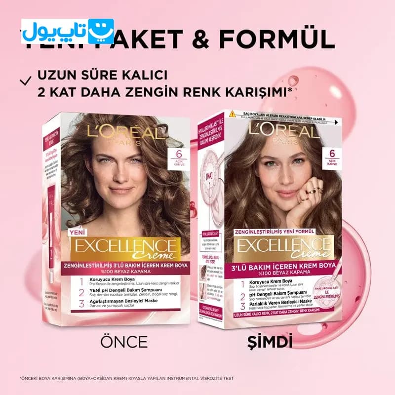 کیت رنگ مو لورآل Loreal مدل Excellence Creme شماره 6 قهوه ای روشن — تصویر ۳
