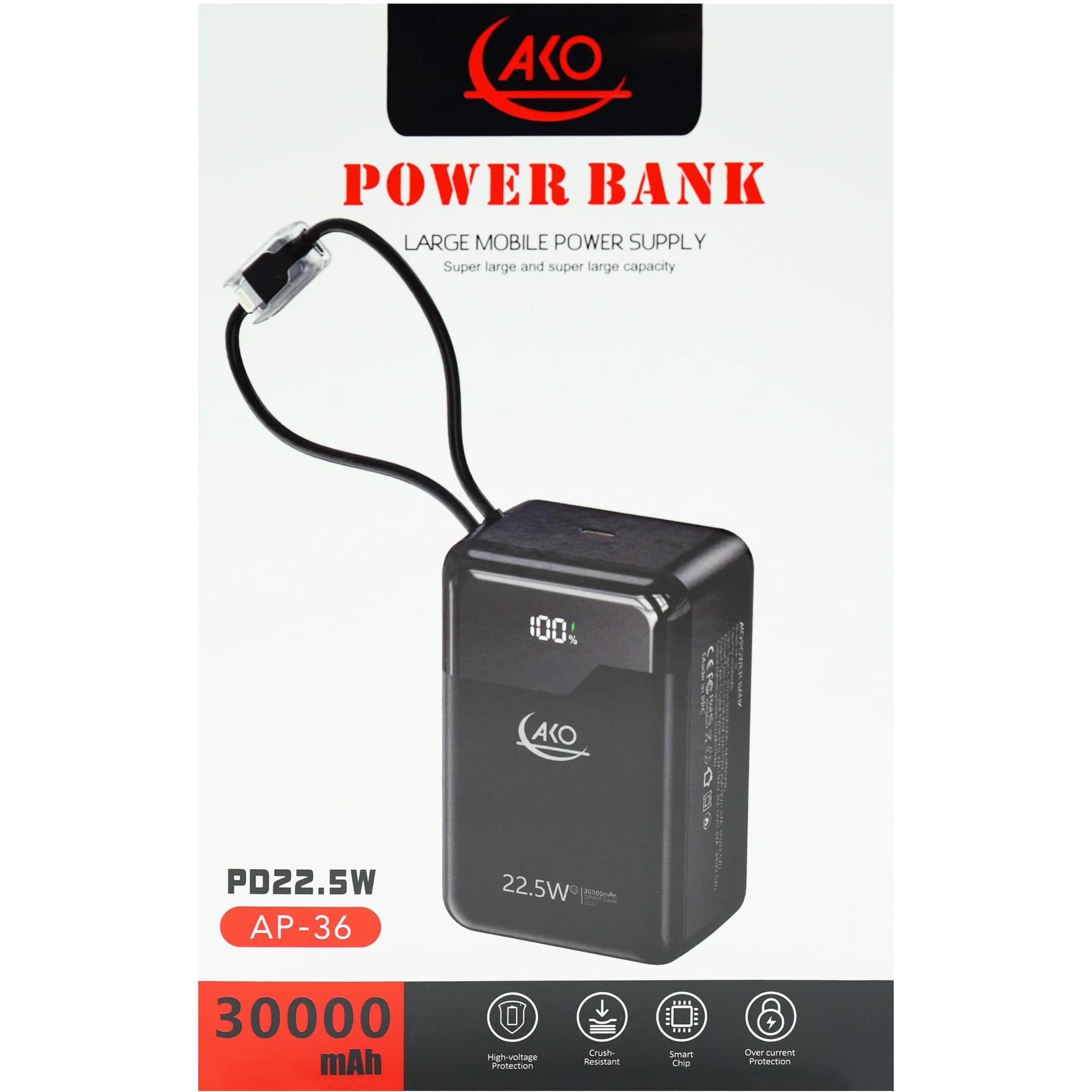پاور بانک فست شارژ آکو مدل AP-36 با ظرفیت 30000 میلی آمپر (همراه با گارانتی شرکتی) — تصویر ۱۰