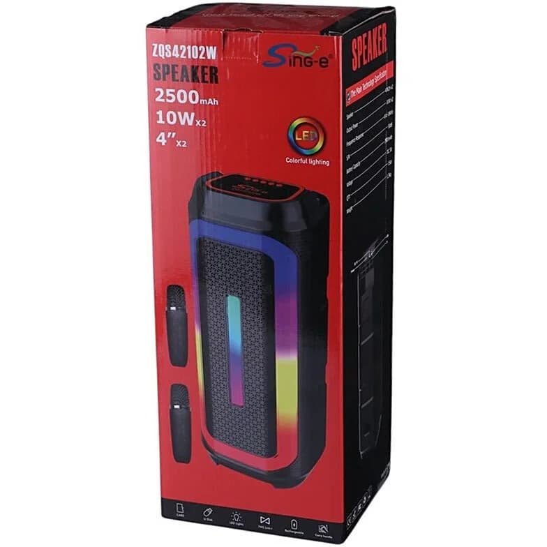 اسپیکر قابل حمل و بلوتوثی (همراه با ۲عدد میکروفون) مدل ZQS-42102W — تصویر ۷