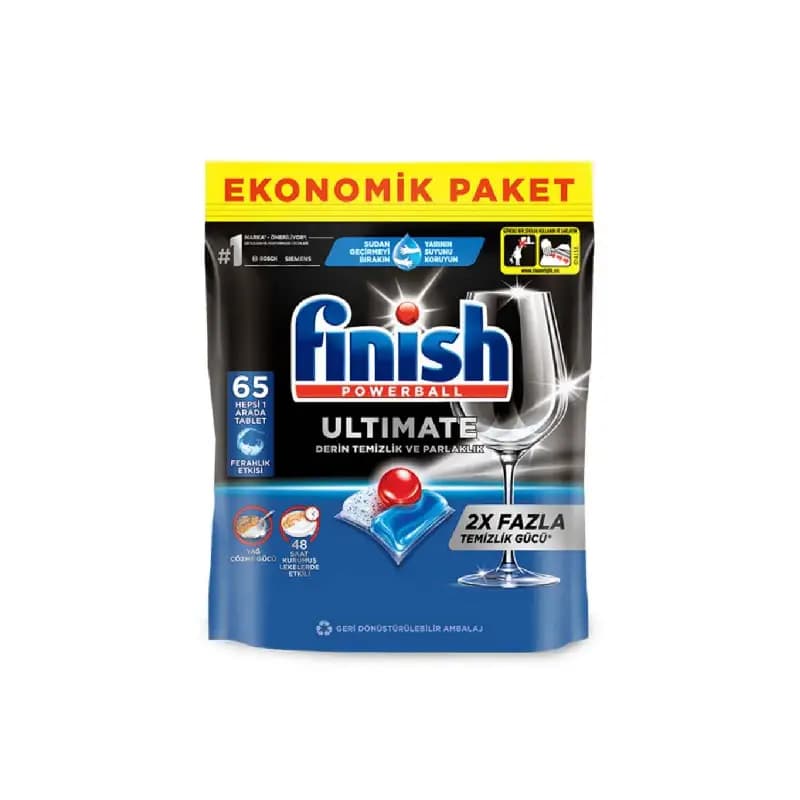 قرص ظرفشویی فینیش Finish مدل Ultimate بسته 65 عددی‌ — تصویر ۲