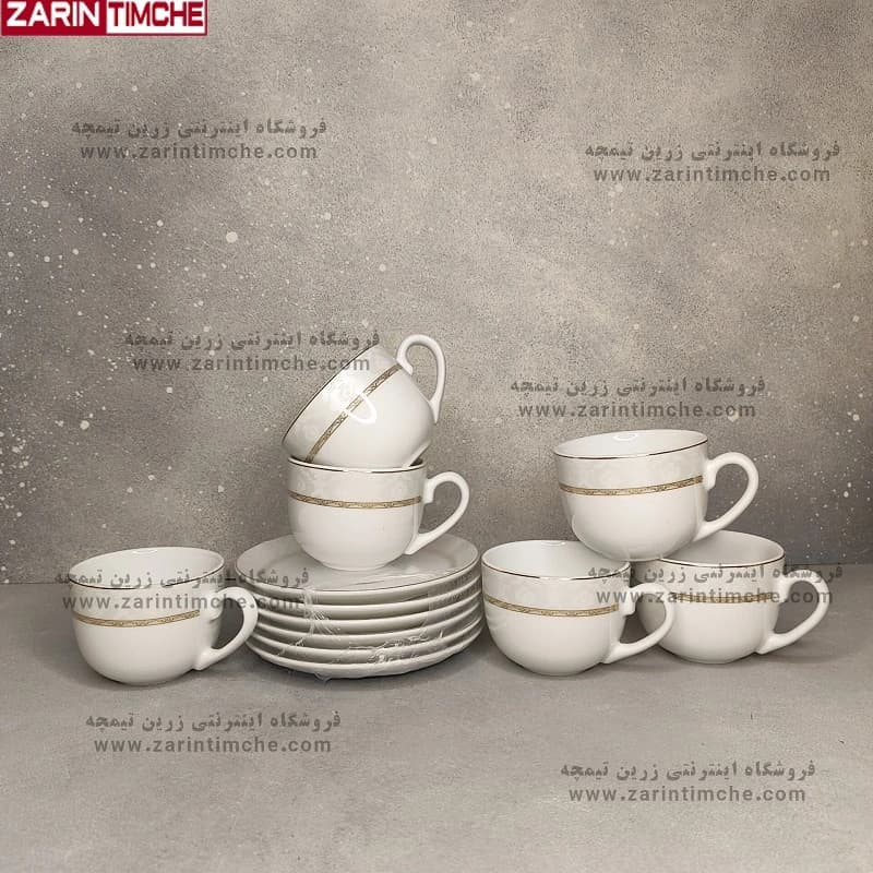 فنجان و نعلبکی چایخوری چینی زرین مدل هدیه طلایی — تصویر ۴