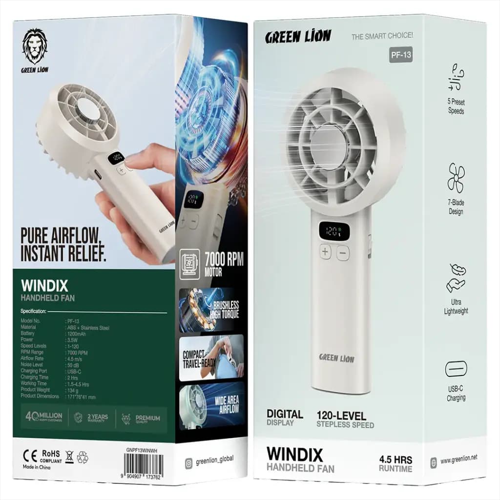 پنکه دستی Windix مدل PF-13 گرین لاین — تصویر ۹