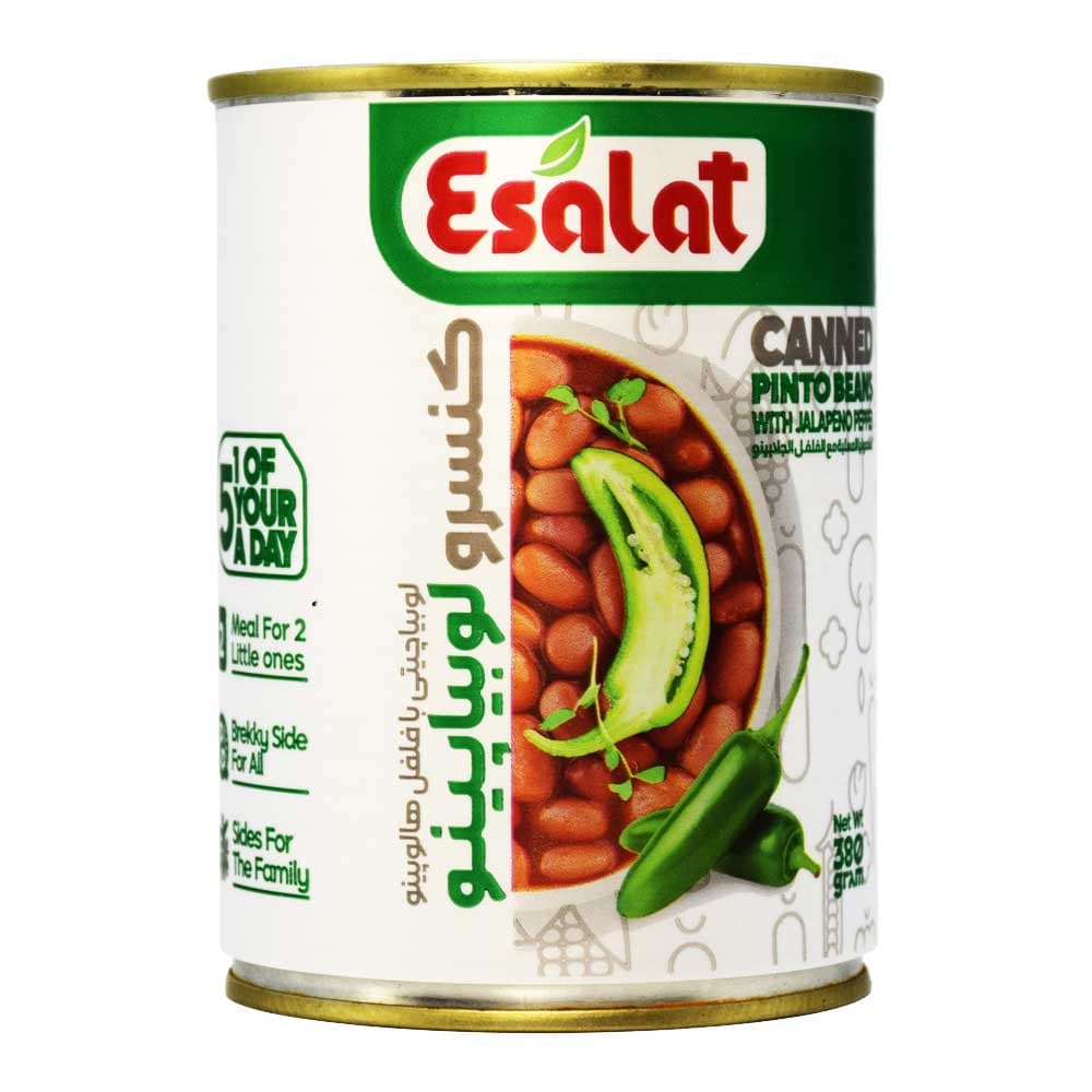 کنسرو لوبیا چیتی با فلفل هالوپینو اصالت ESALAT وزن 380 گرم