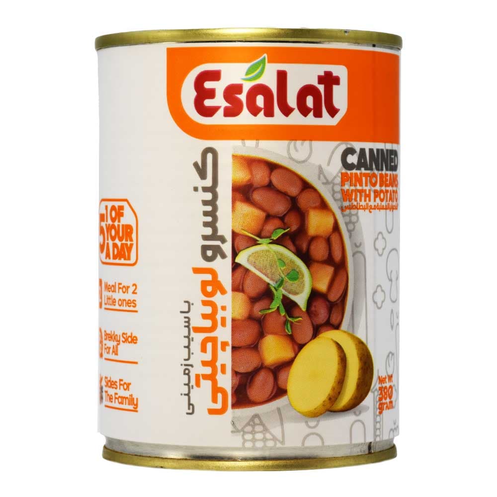 کنسرو لوبیا چیتی با سیب زمینی اصالت ESALAT وزن 380 گرم