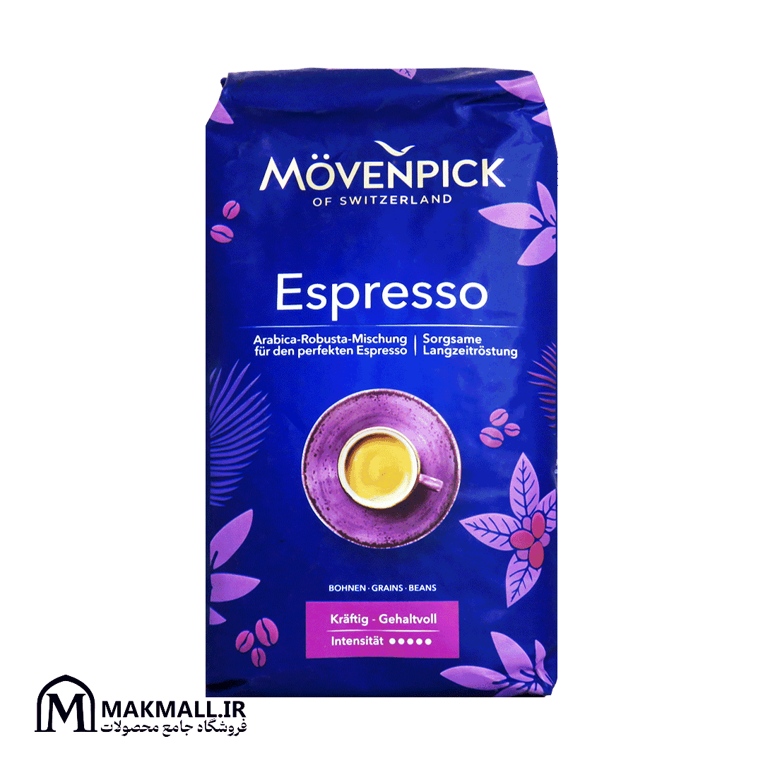 دانه قهوه اسپرسو موونپیک ۷۰/۳۰ روبوستا 1 کیلویی دارک رست | Movenpick Espresso Coffee Beans 70/30 Robusta Arabica 1000g Dark Roast