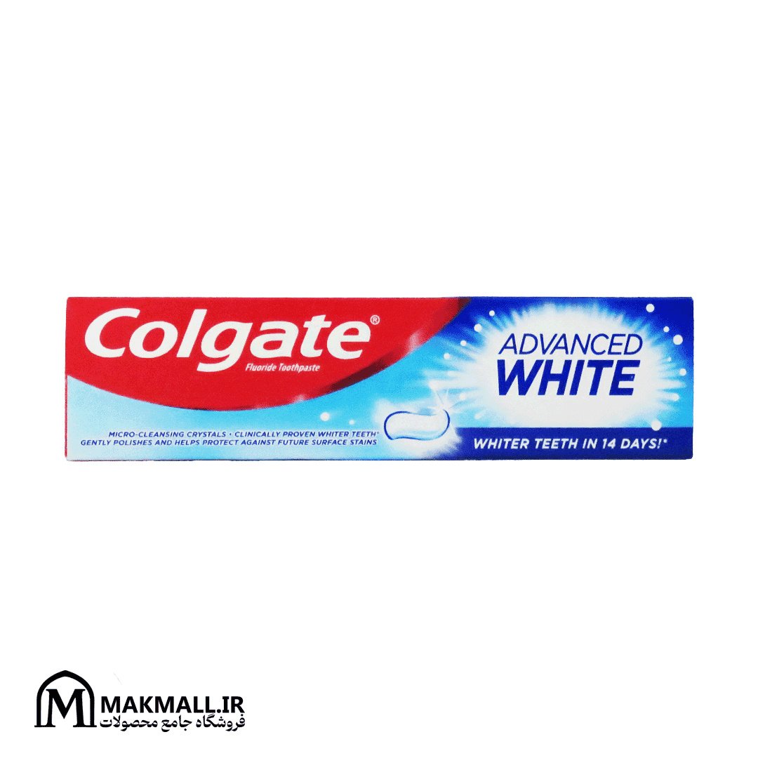 خمیر دندان کولگیت ادونسد وایت با کریستال‌های تمیزکننده | Colgate Advanced White Whitening Toothpaste