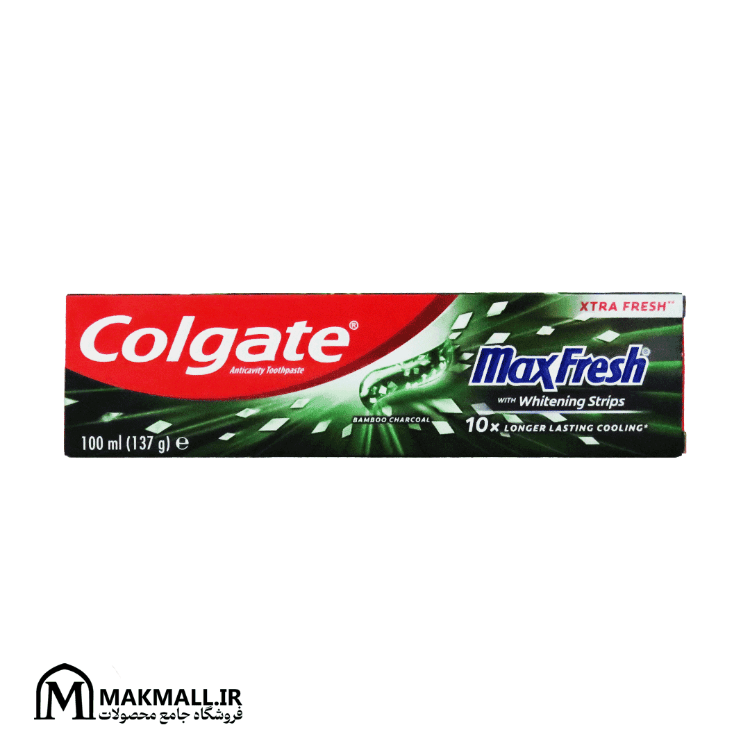 خمیر دندان زغال بامبو کولگیت مکس فرش با نوارهای سفیدکننده | Colgate Max Fresh Bamboo Charcoal with Whitening Strips