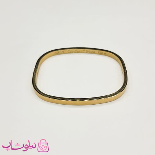 دستبند زنانه مدل کارتیه مربعی استیل طلایی رنگ کد 450 — تصویر ۷