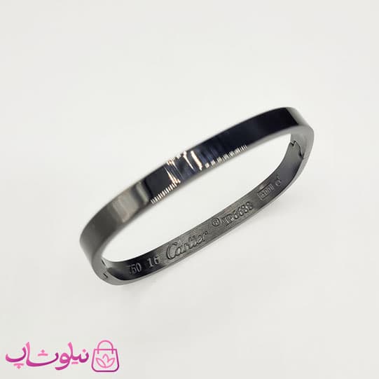 دستبند زنانه مدل کارتیه مربعی استیل فول مشکی کد 450