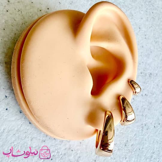 پک گوشواره زنانه ژوپینگ مدل حلقه ای طرح طلا (سه جفت) کد 6991 — تصویر ۷