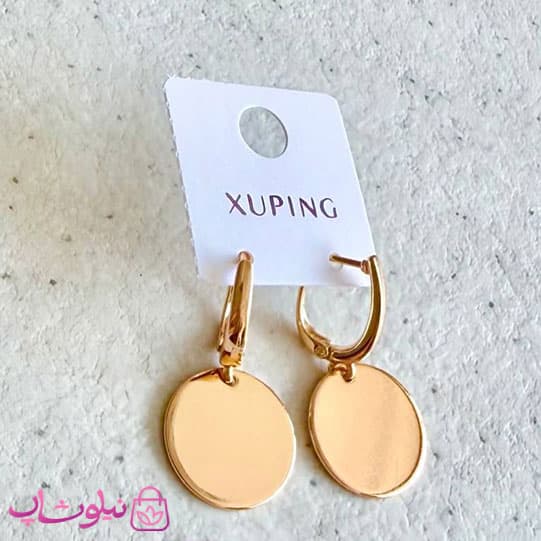 گوشواره زنانه آویز ژوپینگ مدل پولک یا سکه آینه ای کد 3991